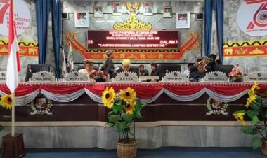 Sekdakab Bacakan Capaian di Sidang Paripurna Istimewa Memperringati HUT Prov. Lampung