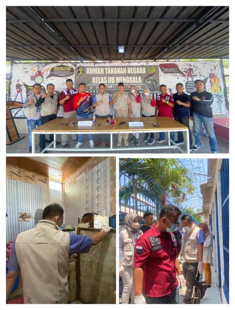 Tim Satgas Kamtib Pemasyarakatan Lampung Gelar Razia P4GN di Rutan Menggala