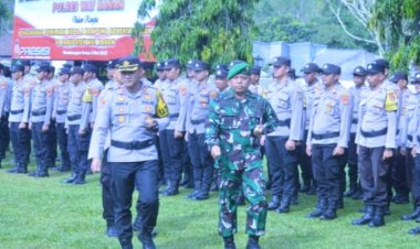 Dandim Way Kanan Hadiri Apel Kesiapan Pengamanan Pilkakam Serentak
