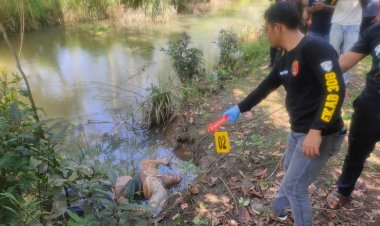 Sat Reskrim Polres Tubaba Cek TKP Penemuan Mayat di Pinggir Sungai Tirta Makmur