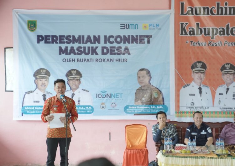 Bupati Rohil Resmikan Iconnet Masuk Desa, Sekaligus Launching Internet Murah