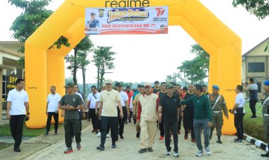 Sambut HUT Bhayangkara ke-77, Forkopimda Tulang Bawang Barat Gelar Olahraga Bersama