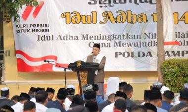 Polda Lampung Gelar Sholat Idul Adha 1444 H, Sebanyak 34 Ekor Hewan Qurban Dibagikan
