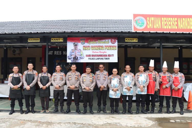 Sambut Hari Bhayangkara ke - 77, Personel Polres Lampung Timur Unjuk Kebolehan Memasak
