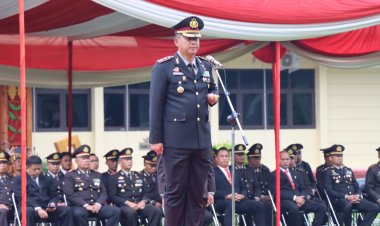 Kapolres Lampung Barat Pimpin Upacara Peringatan Hari Bhayangkara ke-77