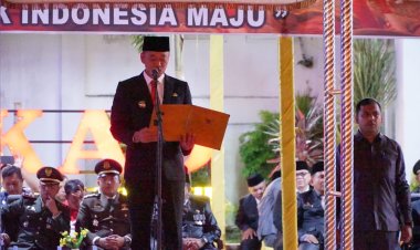 Lepas Peserta Pawai Obor Malam Taptu, Bupati Rohil Harap Semangat Menyala Mempertahankan Kemerdekaan RI