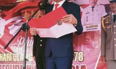 Danramil 03/BGS Irup Upacara HUT Kemerdekaan RI di Kecamatan Bagan Sinembah