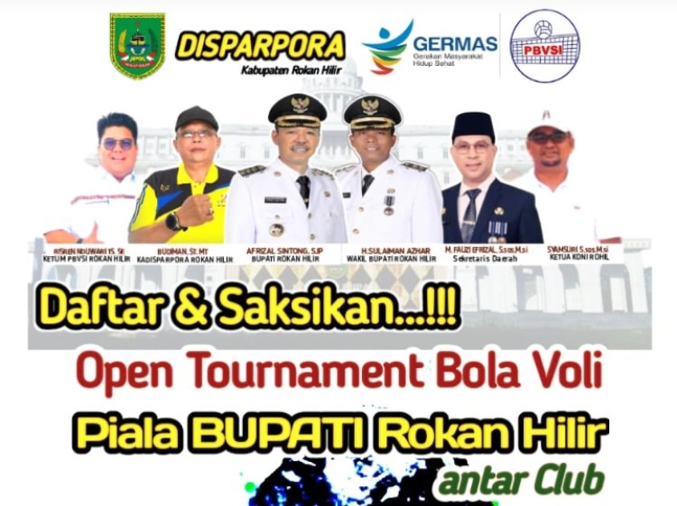 Cari Bibit Atlit, KONI Rohil Dukung Open Turnamen Bola Voli Bupati Cup 2023
