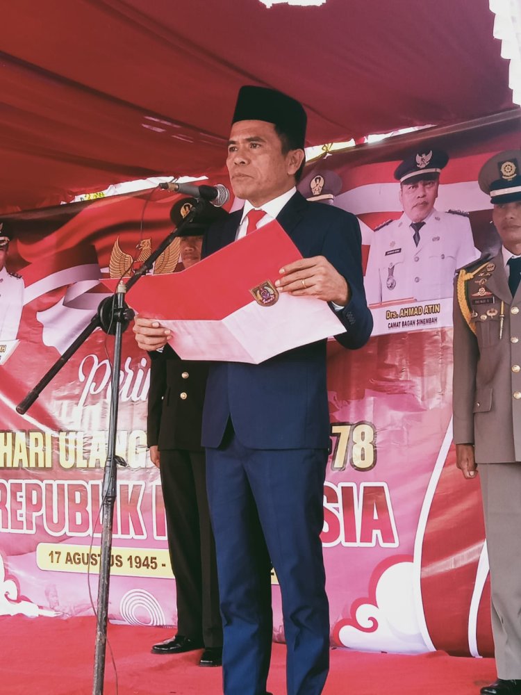 Danramil 03/BGS Irup Upacara HUT Kemerdekaan RI di Kecamatan Bagan Sinembah