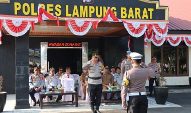 Kapolres Lambar Pimpin Apel Gelar Pasukan Operasi Zebra Krakatau 2023