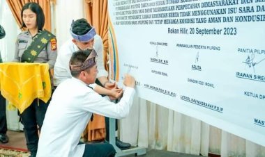 Polres Rohil Deklarasi Bersama Bawaslu, KPU dan 18 Partai Politik Peserta Pemilu