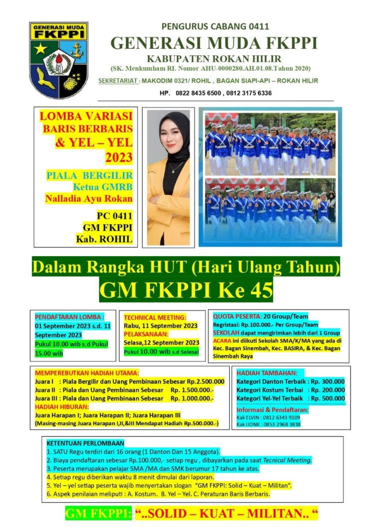 Perlombaan Baris Berbaris Tingkat SLTA Sederajat Warnai HUT GM FKPPI ke-45