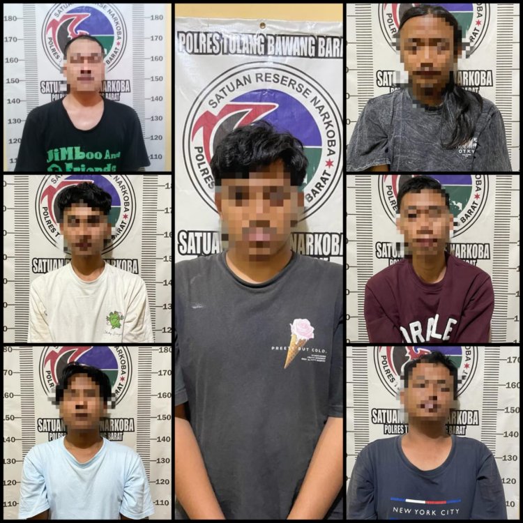 7 Orang Pengedar dan Pemakai Ganja Ditangkap di Lapo Tuak Tulang Bawang Barat