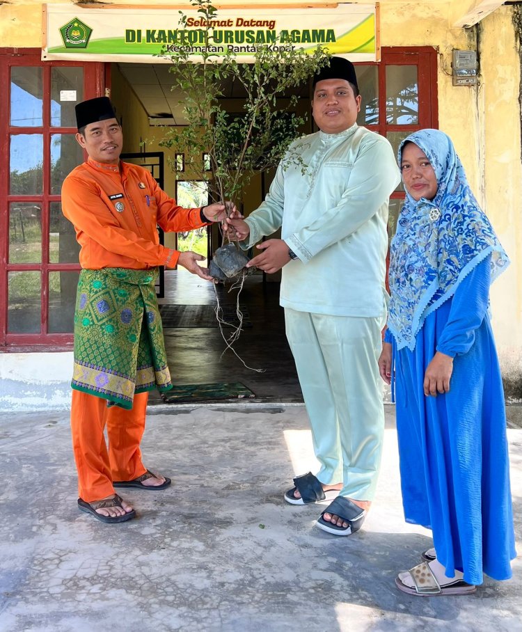 Peduli Lingkungan Hidup, Camat Rantau Kopar Bagikan Bibit Pohon Peneduh