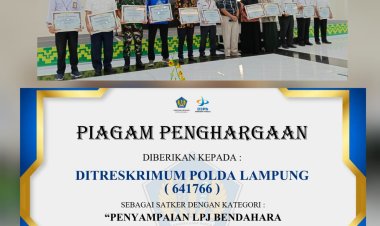 Ditreskrimum Polda Lampung Terima Penghargaan KPPN Award 2023 Kategori Pembendaharaan Terbaik
