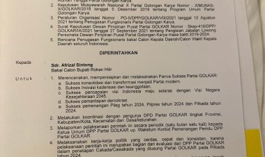 DPP Golkar Tunjuk Afrizal Sintong Sebagai Calon Bupati Rohil 2024