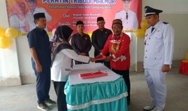 Camat Kebon Tebu Pimpin Sertijab Penjabat Peratin Pekon Tribudi Makmur