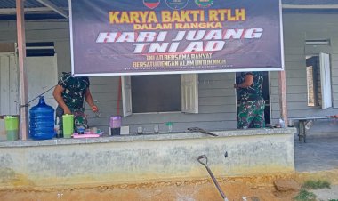 Giat Karya Bakti Hari ke-2, Kodim 0321/Rohil, Bedah Rumah Warga Kurang Mampu