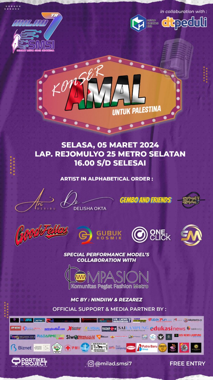 SMSI Peduli, Gelar Konser Amal Untuk Palestina, Ini Jadwal dan Waktunya