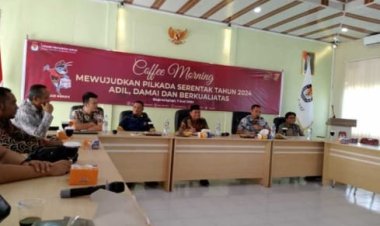 KPUD Rohil Coffee Morning Bersama Awak Media, Wujudkan Pilkada Serentak 2024 Berkualitas