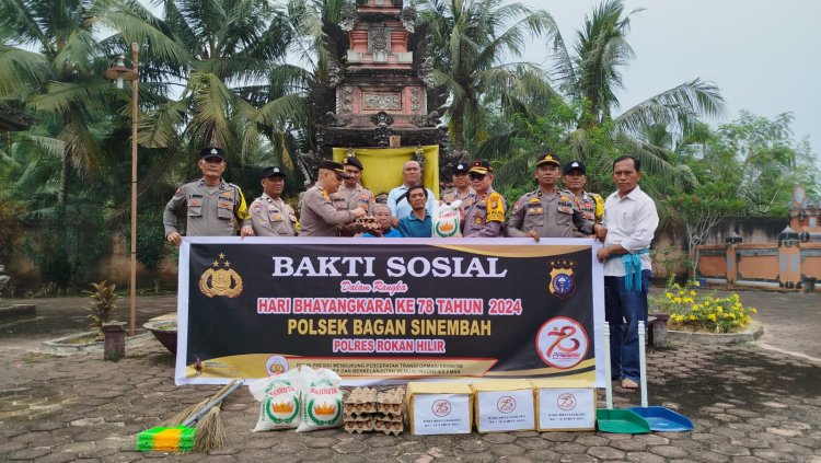 Polres Rohil Bersama Polsek Bagan Sinembah Gelar Baksos, Dalam Rangka Hari Bhayangkara ke-78