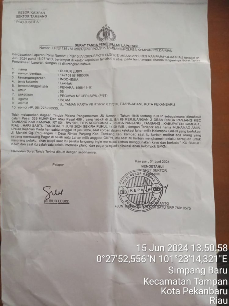 Pagar Lahan dan Kedai Dirusak, Pelapor Harap Polsek Tambang Segera Tangkap Pelakunya