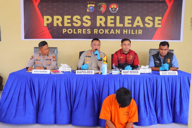 AKBP Isa Imam Syahroni Sampaikan Press Release, Hari Pertama Bertugas di Polres Rohil
