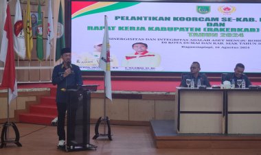 Bupati Rohil Lantik Koorcam KONI se-Kabupaten dan Buka Rakerkab KONI 2024