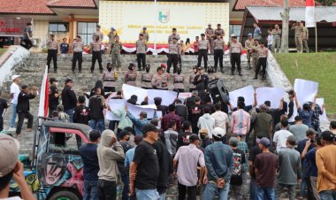 Polres Tanggamus Gelar Pengamanan Aksi Unjuk Rasa Aliansi Tanggamus Memanggil