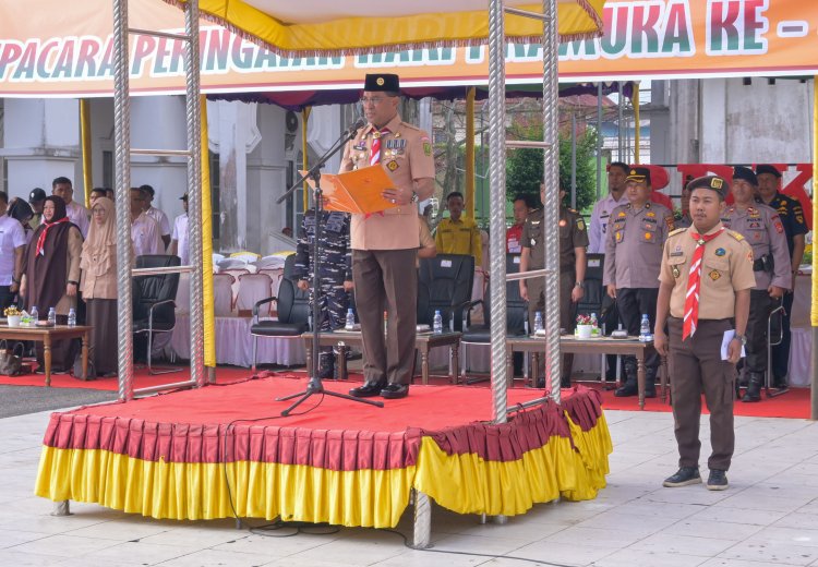 Sekda Rohil Pimpin Upacara Peringatan Hari Pramuka ke-63 Tahun 2024