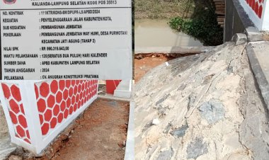 Jembatan Way Hui Tahap II Baru Dibangun Sudah Ambles dan Patah, PUPR Lamsel Tak Wajib PHO