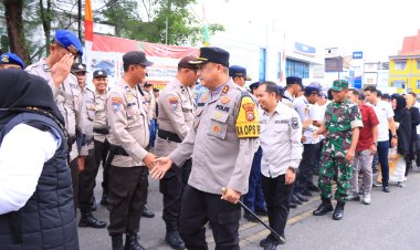 Apel Siaga Patroli Pengamanan Masa Tenang Pilkada Serentak 2024 Dihadiri Kapolres Rohil