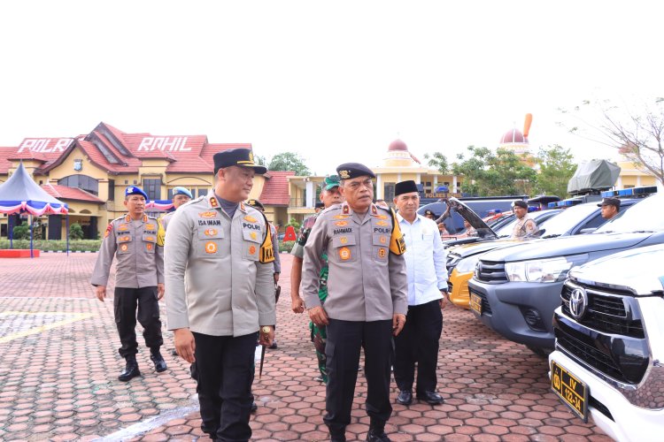 Wakapolda Pimpin Apel Pengecekan Personel Polres Rohil, Kesiapsiagaan Pengamanan Pilkada Serentak