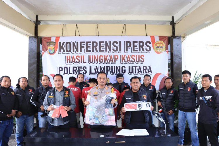 Kapolres Lampung Utara Rilis Ungkap Kasus Pencurian Mobil dan Pemerkosaan