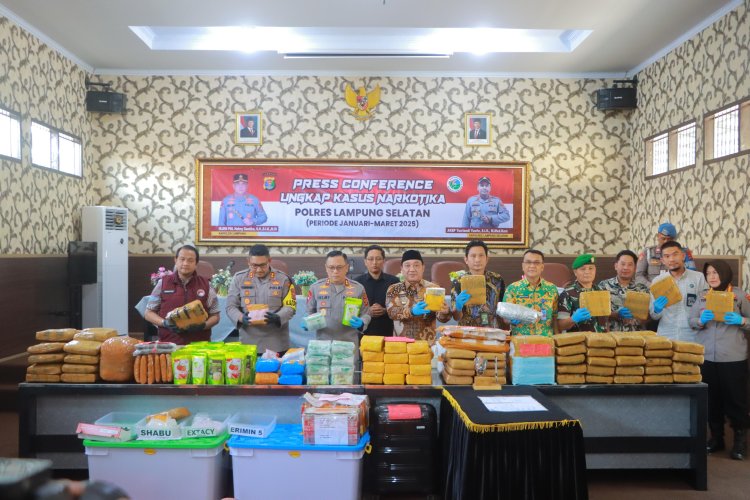 Polres Lampung Selatan Ungkap 23 Kasus Narkoba dan Musnahkan Barang Bukti Senilai Rp 54,8 Miliar