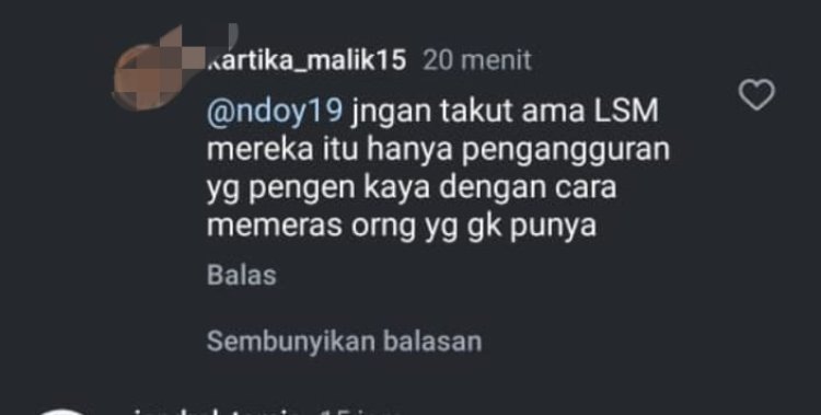 Pemilik Akun Instagram @kartika_malik 15 Diduga  Merendahkan Profesi LSM