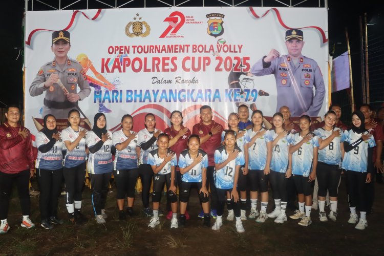 Kapolres Lampung Timur Buka Open Turnamen Volley Kapolres Cup di Desa Mulyo Sari