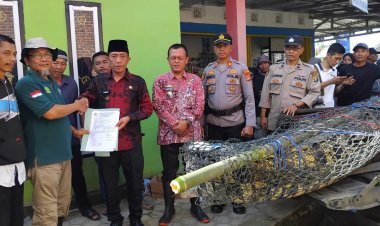Kapolsek Semaka Dampingi Penyerahan Buaya Sepanjang 4,5 Meter di Sungai Semaka ke Tim BKSDA Lampung