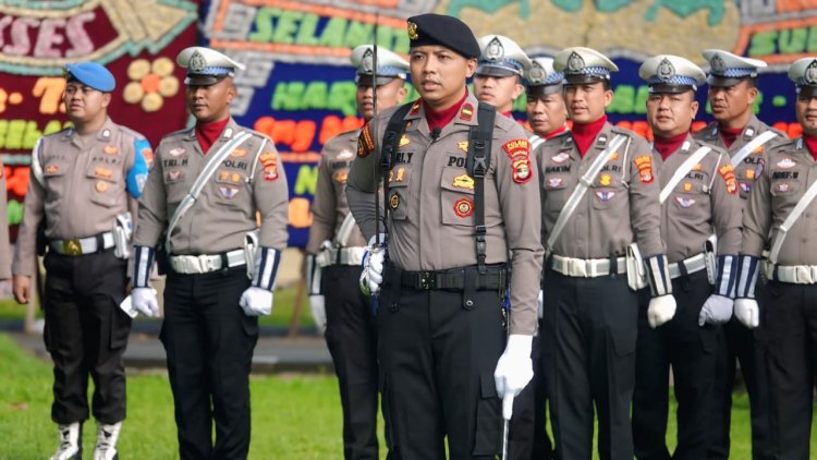 Ipda  Andri Yanto, Menjadi Komandan Upacara Peringatan Hari Bhayangkara ke-79 Polres Lampung Tengah