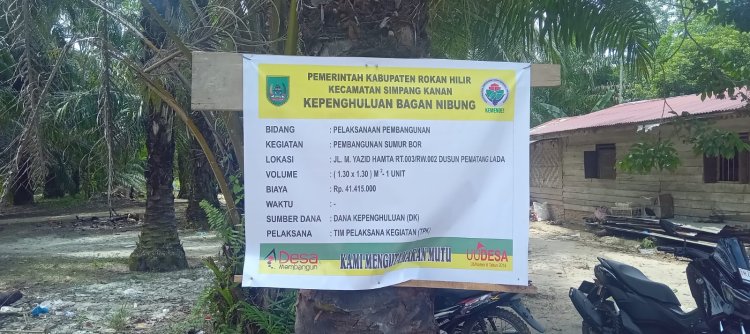 Kepenghuluan Bukit Damar Penuhi Kebutuhan Air Bersih Warga Bangun Sumur Bor