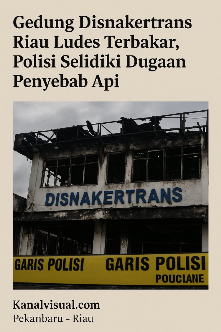 Gedung Disnakertrans Riau Ludes Terbakar, Polisi Selidiki Dugaan Penyebab Api