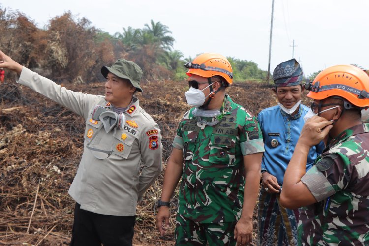 Tinjau Karhutla, Forkopimda dan Kapolres Rohil Sambut Kunjungan Pangdam I /BB