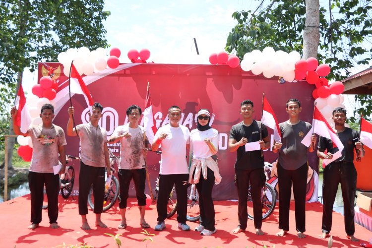 Polres Rohil Gelar Olahraga Bersama Masyarakat Peringati HUT RI ke-80