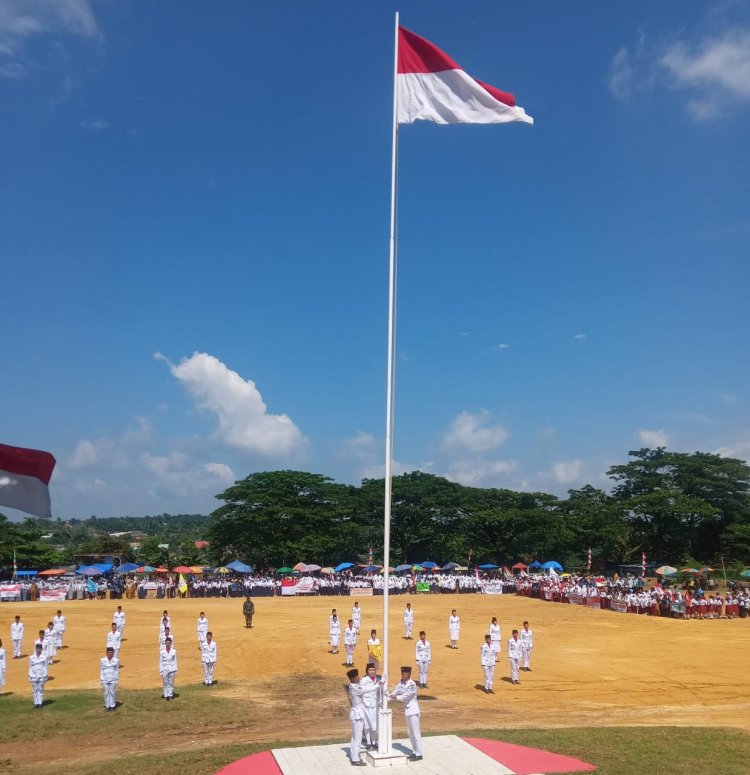 Khidmat, Danramil 03/Bagan Sinembah Pimpin Upacara HUT RI ke-80