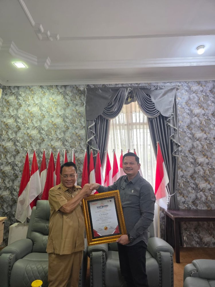 Bupati Rohil Terima Plakat TOP BUMD, Peraih Golden Awards Infobank Pertama di Riau