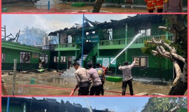 Polres Pesisir Barat gerak cepat bantu padamkan kebakaran di MTs NU Krui