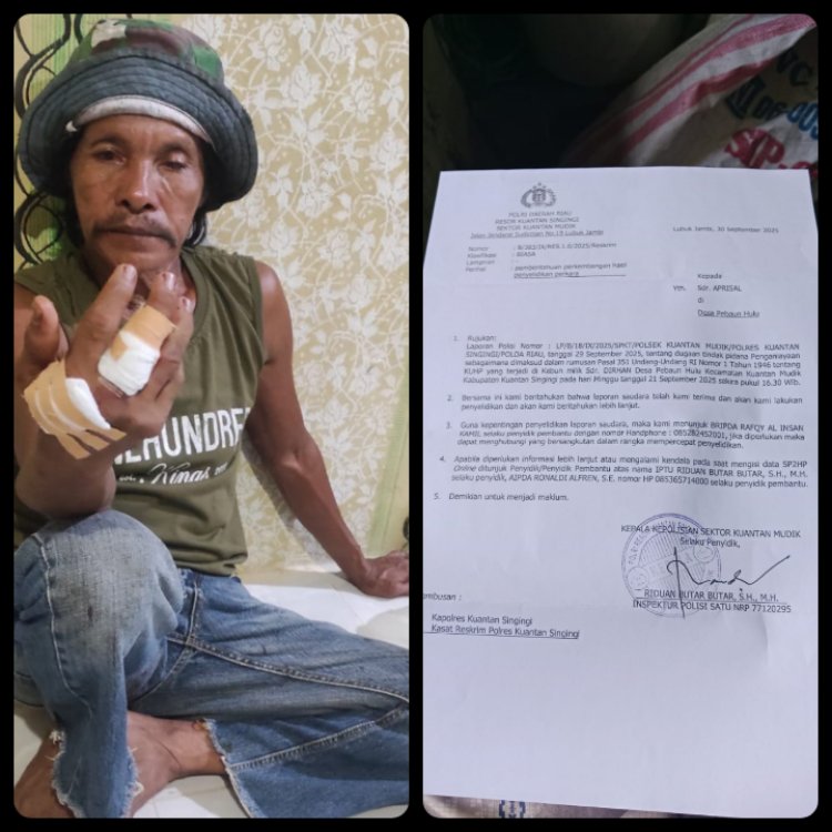 Diduga Milik Oknum Polisi, Warga Dibacok Larang PETI. Kapolsek Kuantan Mudik Bungkam