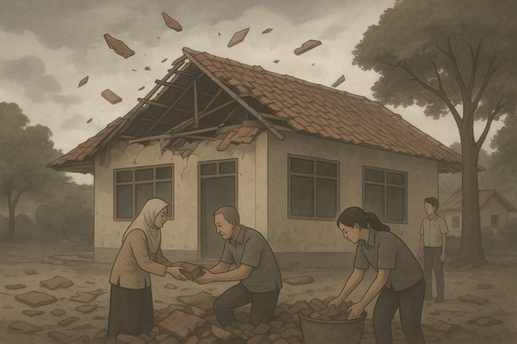 Perpustakaan SD di Sukoharjo Roboh, Warga Khawatir Keselamatan Siswa Terancam