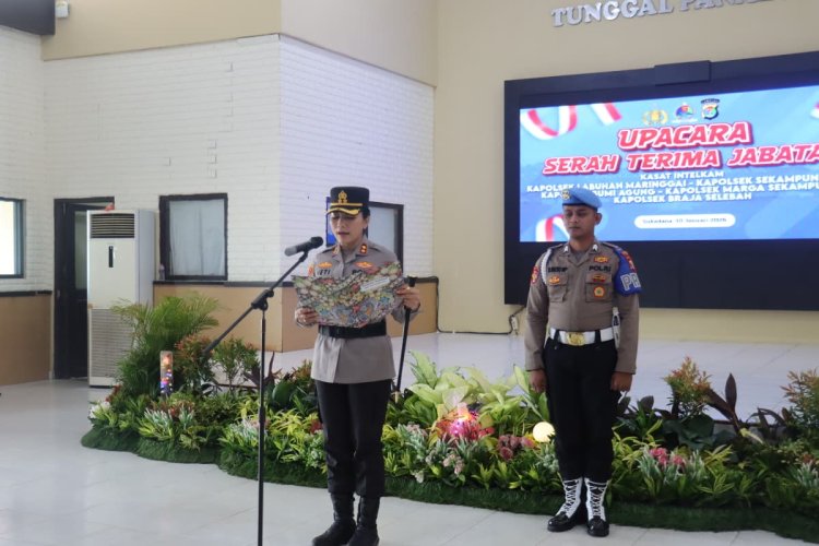 Kapolres Lampung Timur Pimpin Serah Terima Jabatan Kasat Intelkam dan Sejumlah Kapolsek Jajaran