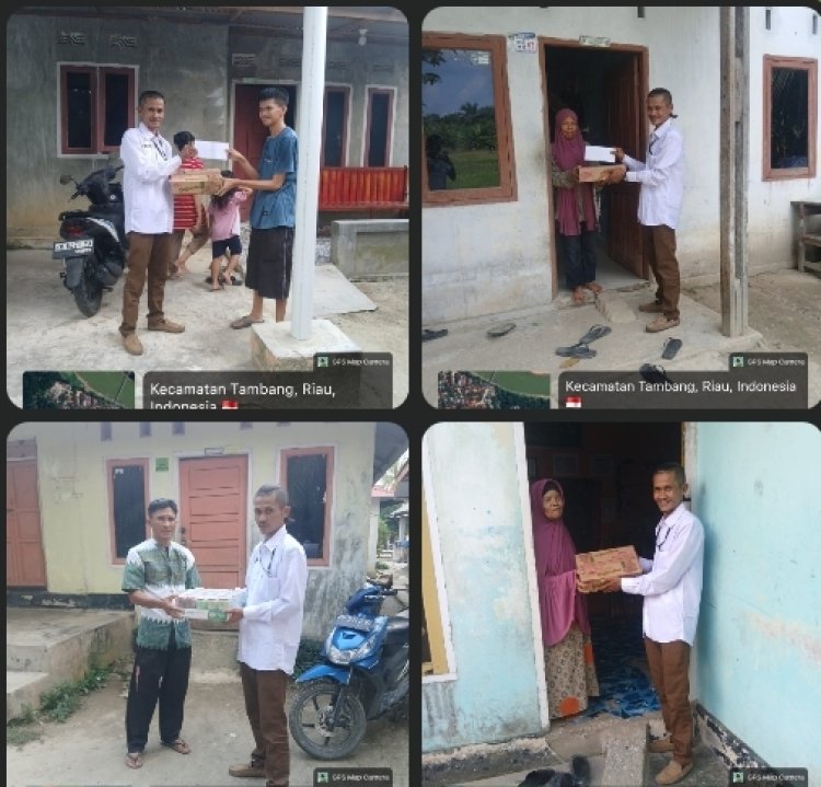 Tak Sekadar Meliput, Seorang Jurnalis Turun Langsung Santuni Warga Dhuafa di Desa Kualu Kampar